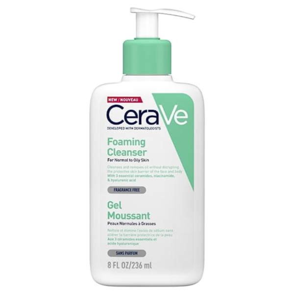 CeraVe Foaming Cleanser for Normal to Oily Skin 236ml with Niacinamide and 3 Essential Ceramides