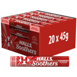 Halls Soothers Strawberry Juice Sweets 45g 10